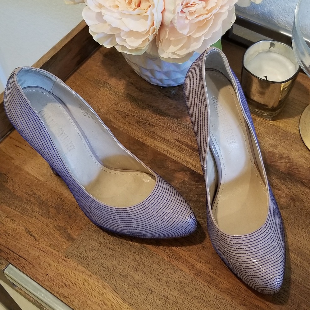 😍 Colin Stuart Nude/Blue Ribbed Pumps w/ Platform
